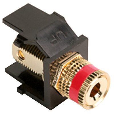 Leviton QuickPort Binding Post Snap-In Connector, Red Stripe, Brown